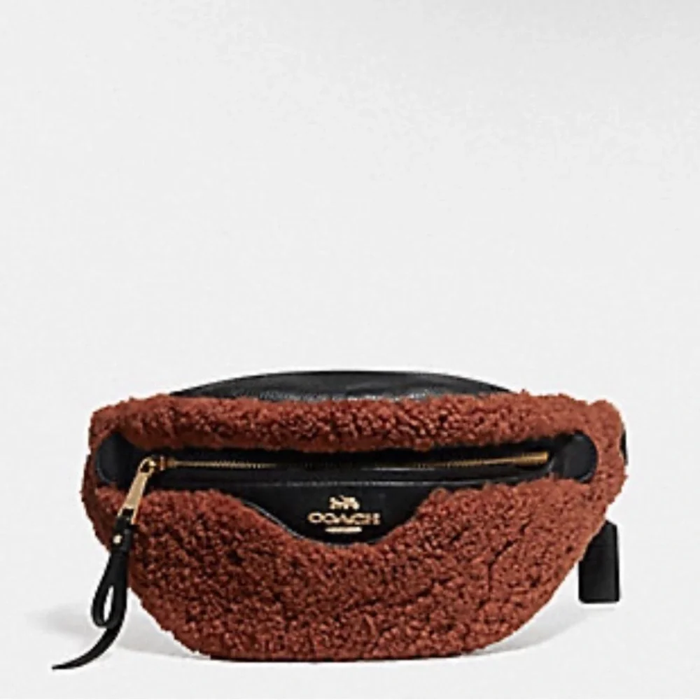 COACH Sherling and Leather Fanny Belt Bag